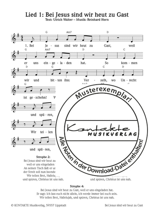 Bei Jesus sind wir heut zu Gast (Noten)