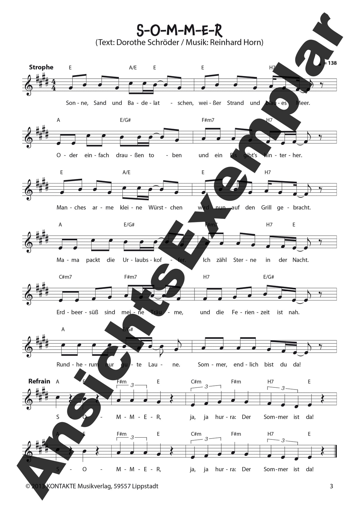 Sommer – Meine Jahreszeiten-Hits (Noten-Auswahl – Lieder von Reinhard Horn und traditionelle)