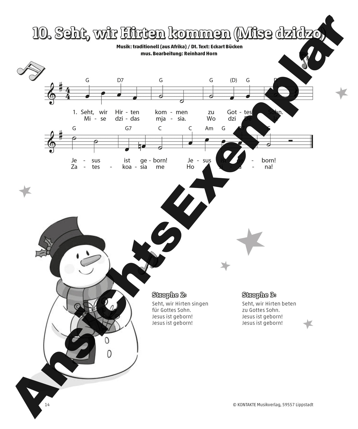 Weihnachten unterm Sternenzelt (Noten-Auswahl – Lieder von Reinhard Horn und traditionelle)