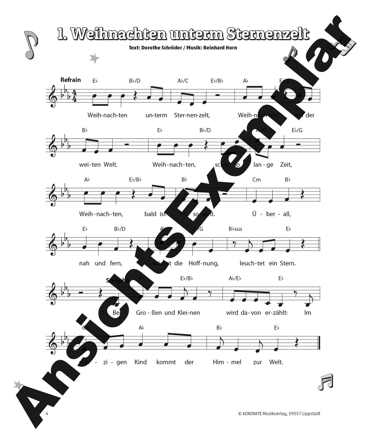 Weihnachten unterm Sternenzelt (Noten-Auswahl – Lieder von Reinhard Horn und traditionelle)