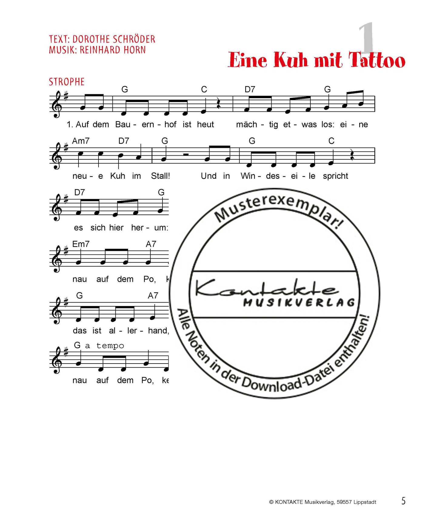 Eine Kuh mit Tattoo (Noten)