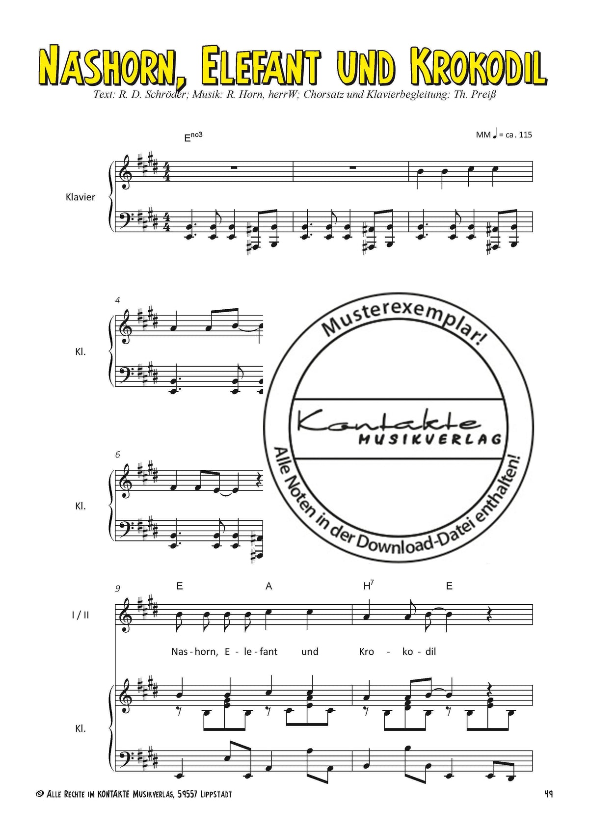 Lachen, Singen, Tanzen (Chornoten)
